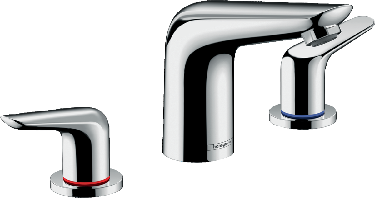 HANSGROHE Novus 3-Loch Waschtischarmatur 100 mit Zugstangen-Ablaufgarnitur #71140000