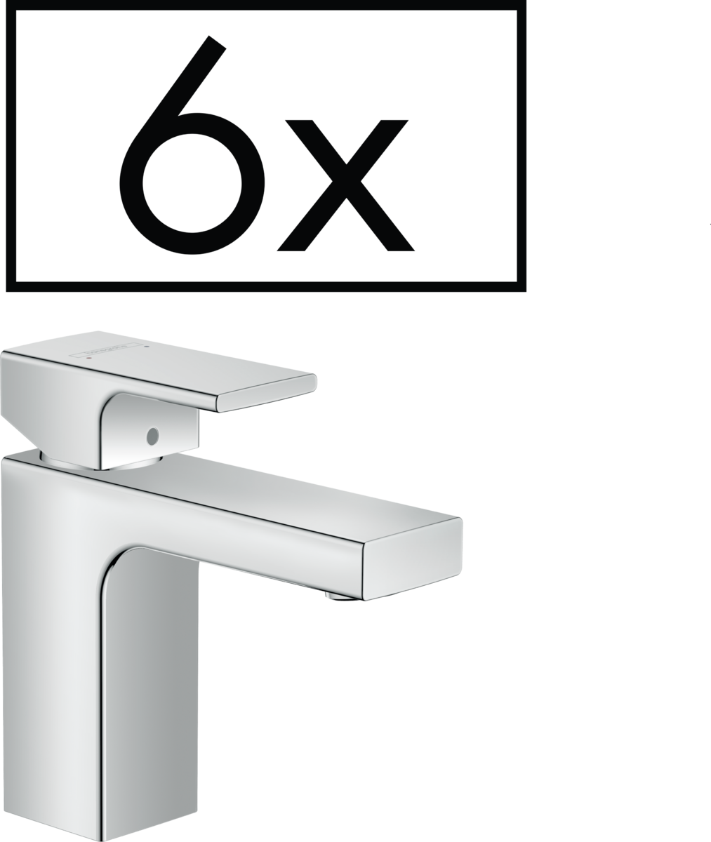 HANSGROHE Vernis Shape Einhebel-Waschtischmischer 100 mit isolierter Wasserführung und Zugstangen-Ablaufgarnitur Projektpack (6 St.) #71597000