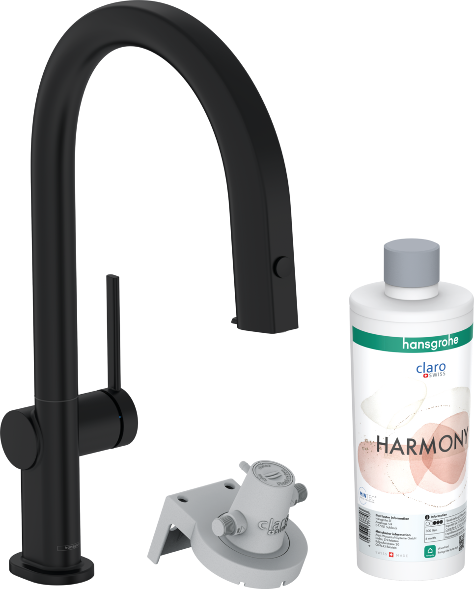 HANSGROHE Aqittura M91 FilterSystem 210, Ausziehauslauf, 1jet, sBox, Starter Set #76800670 - Mattschwarz