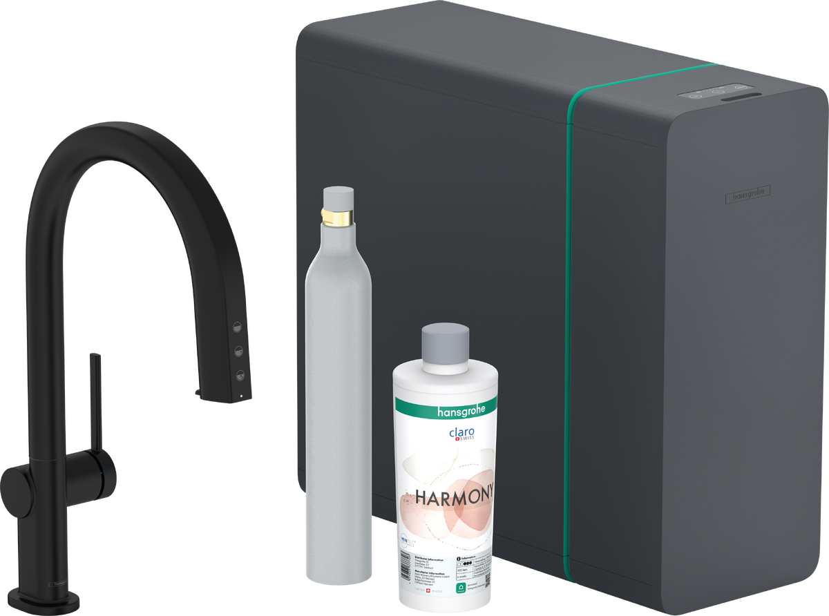 HANSGROHE Aqittura M91 SodaSystem 210, Ausziehauslauf, 1jet, sBox, Starter Set #76806670 - Mattschwarz