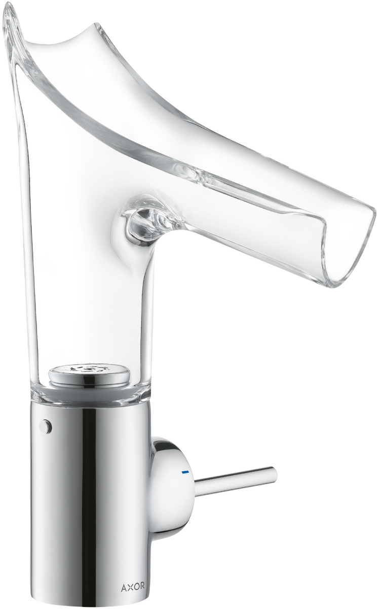 HANSGROHE AXOR Starck V Einhebel-Waschtischmischer 140 mit Glasauslauf und Ablaufgarnitur #12112000 - Chrom