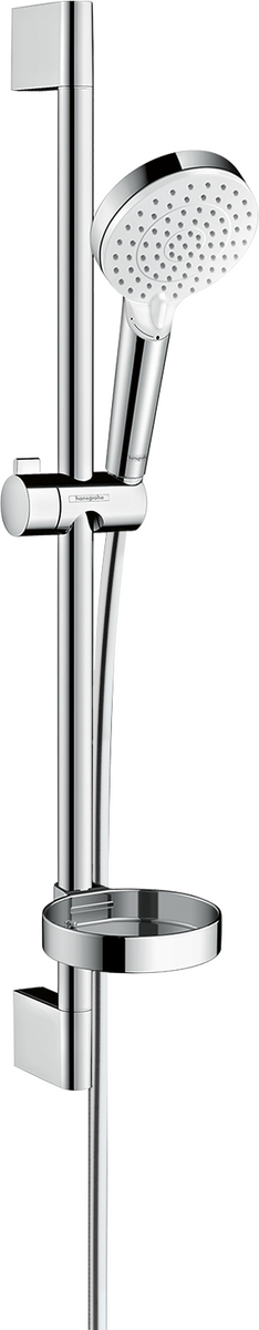 HANSGROHE Crometta Brauseset 100 Vario mit Brausestange 65 cm und Seifenschale #26553400 - Weiß/Chrom