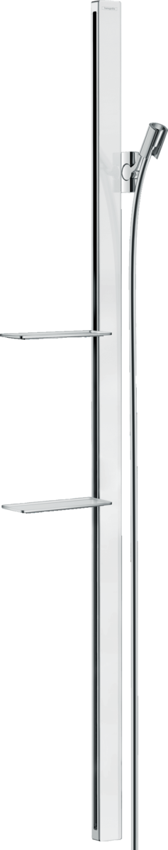 HANSGROHE Unica Brausestange E 150 cm mit Isiflex Brauseschlauch 160 cm und Ablagen #27645400 - Weiß/Chrom