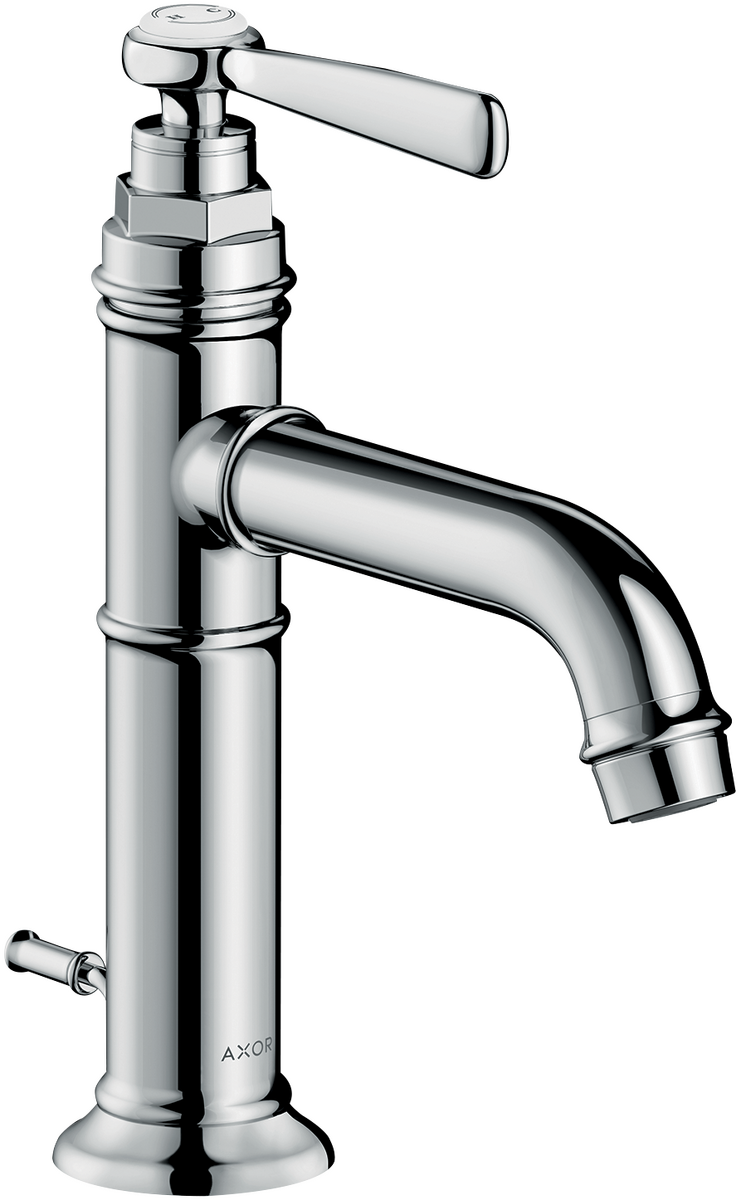 HANSGROHE AXOR Montreux Einhebel-Waschtischmischer 100 mit Hebelgriff und Zugstangen-Ablaufgarnitur #16515000 - Chrom
