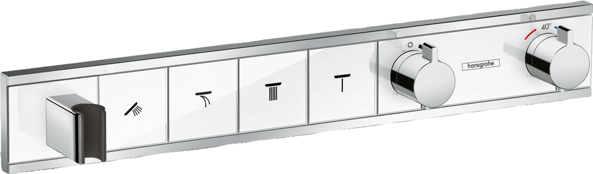 HANSGROHE RainSelect Thermostat Unterputz für 4 Verbraucher mit integriertem Brausehalter #15357400 - Weiß/Chrom