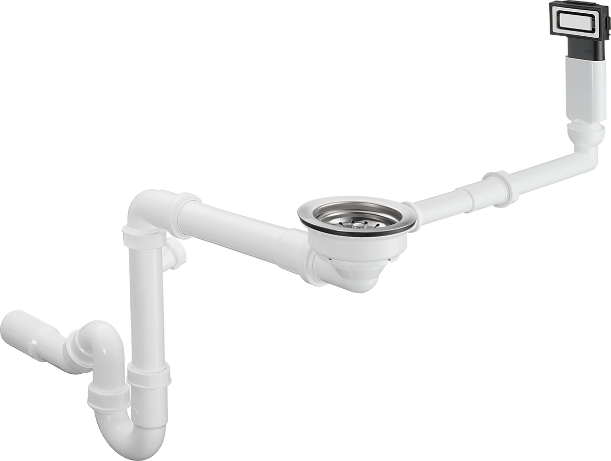 HANSGROHE D14-10 Manuelle Ab- und Überlaufgarnitur für Einzelbecken #43921800 - Edelstahl
