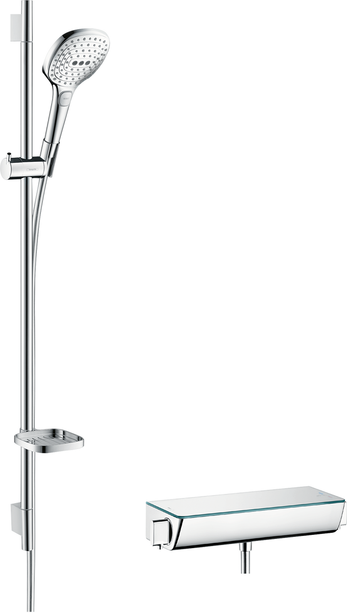 HANSGROHE Raindance Select E Brausesystem Aufputz 120 3jet mit Ecostat Select Thermostat und Brausestange 90 cm #27039400 - Weiß/Chrom