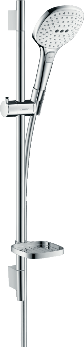 HANSGROHE Raindance Select E Brauseset 120 3jet mit Brausestange 65 cm und Seifenschale #26620400 - Weiß/Chrom