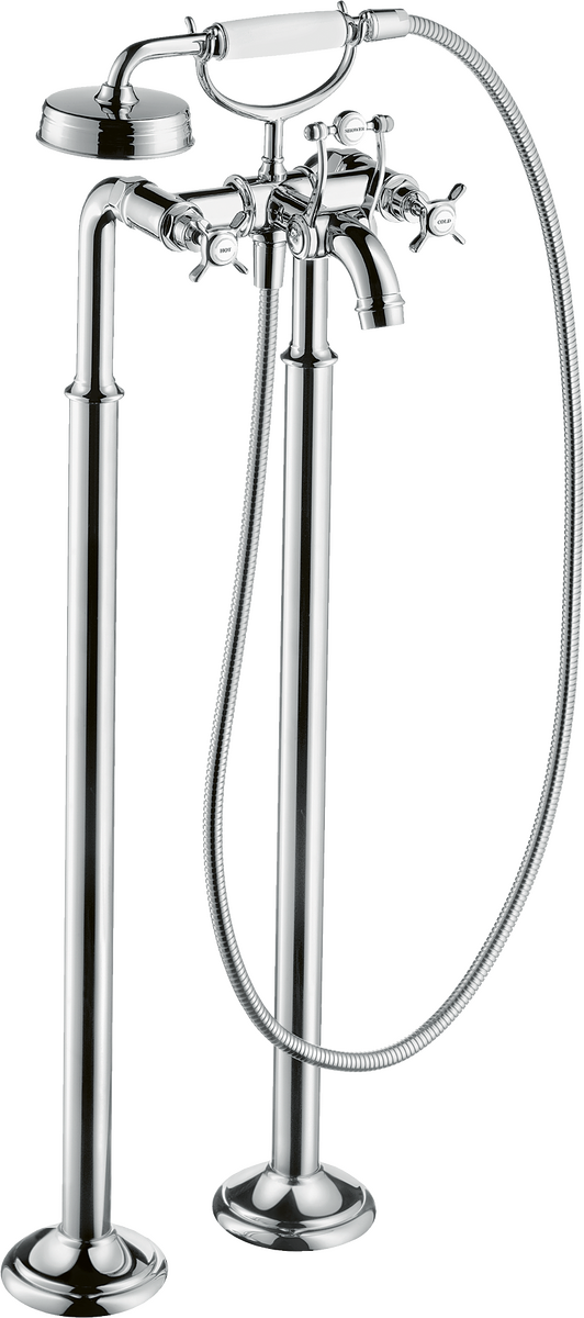 HANSGROHE AXOR Montreux 2-Griff Wannenarmatur bodenstehend mit Kreuzgriffen #16547000 - Chrom