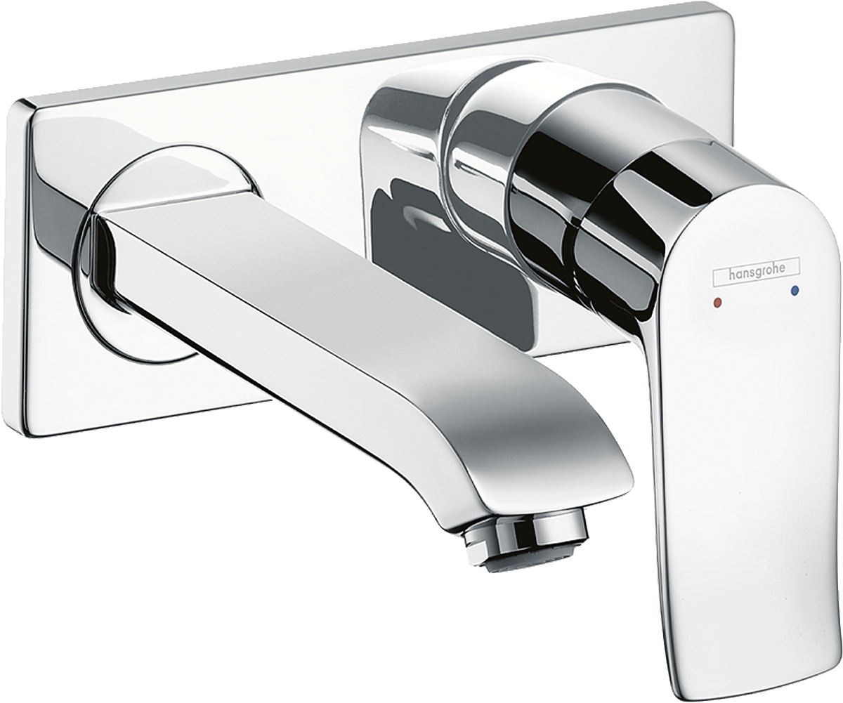 HANSGROHE Metris Einhebel-Waschtischmischer Unterputz für Wandmontage LowFlow 3,5 l/min mit Auslauf 16,5 cm #31251000 - Chrom