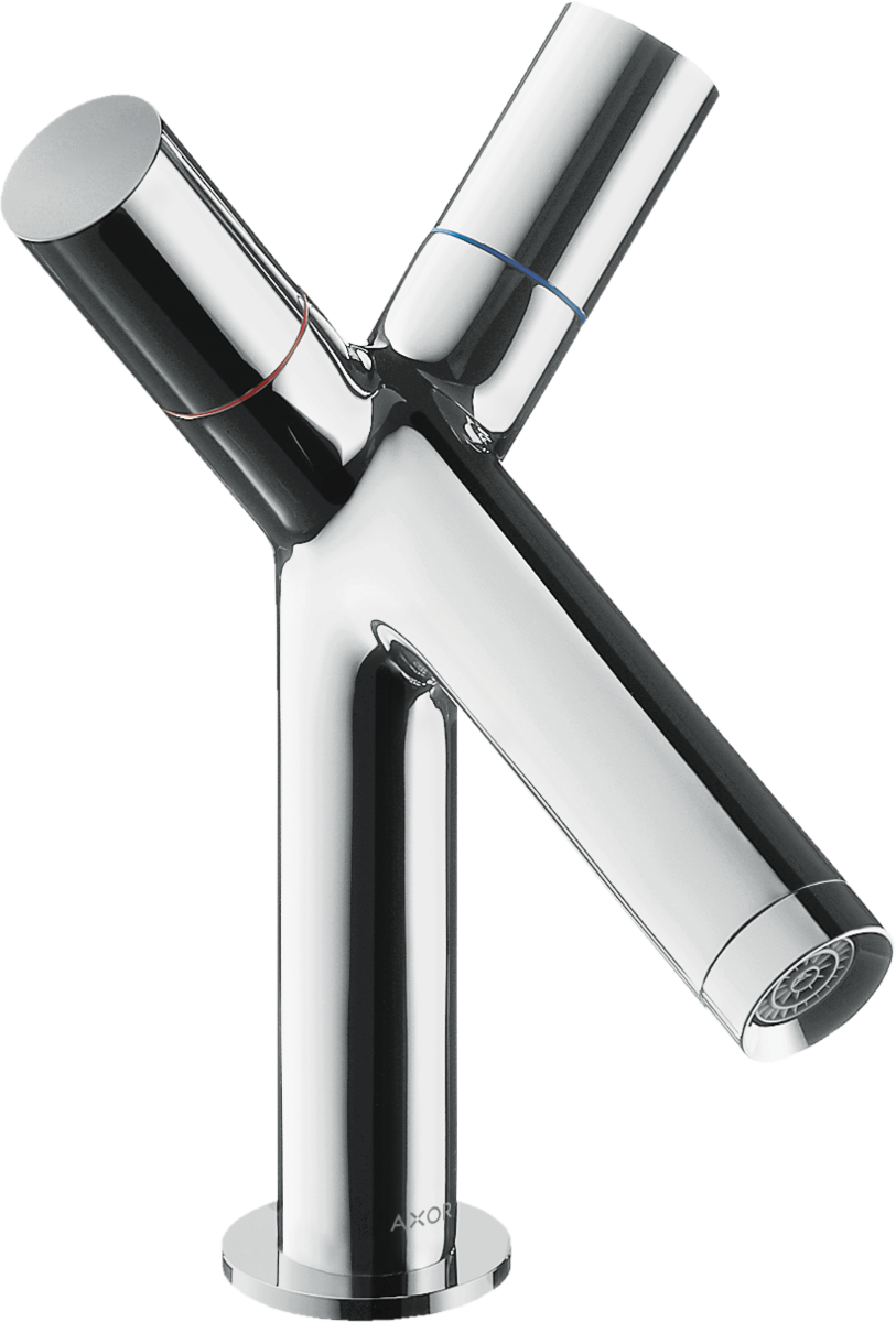 HANSGROHE AXOR Starck 2-Griff Waschtischarmatur 80 mit Zugstangen-Ablaufgarnitur #10030000 - Chrom