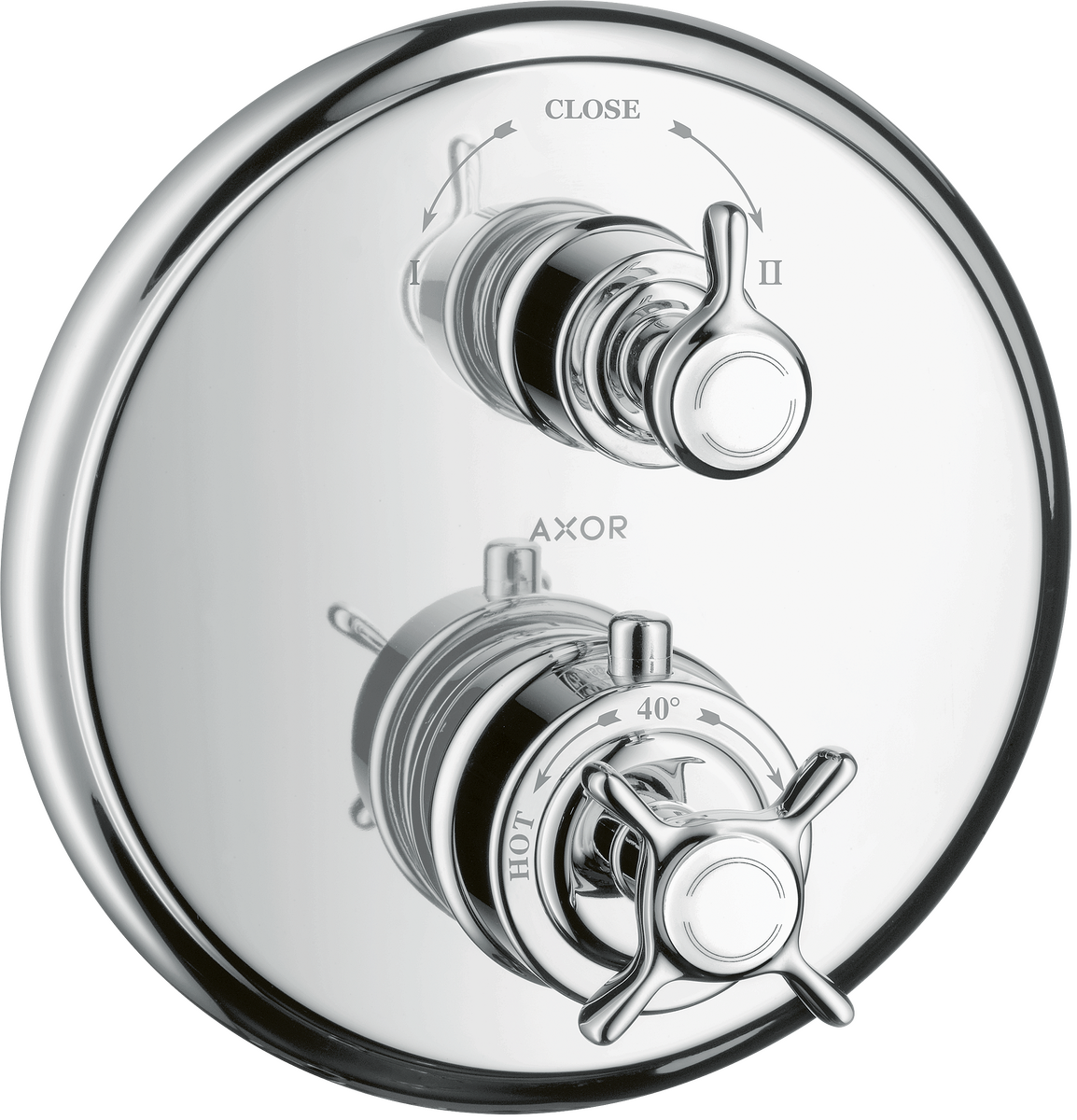 HANSGROHE AXOR Montreux Thermostat Unterputz mit Kreuzgriff und Ab- und Umstellventil #16820000 - Chrom