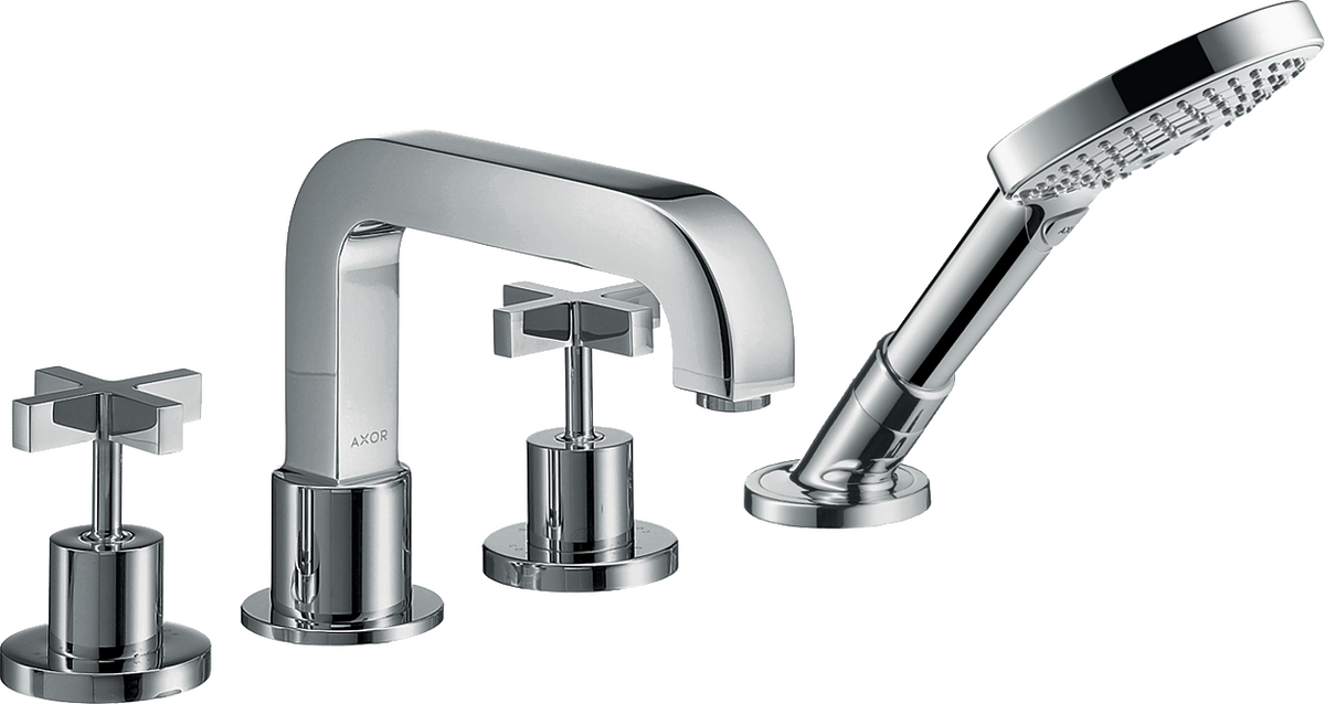 HANSGROHE AXOR Citterio 4-Loch Wannenrandarmatur mit Kreuzgriffen #39445000 - Chrom