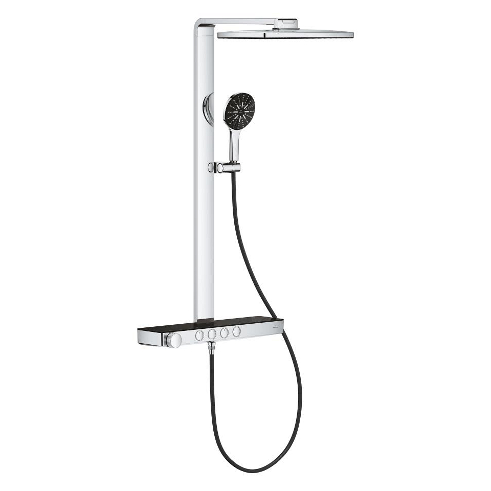 GROHE Rainshower Aqua Pure Duschsystem mit Thermostatbatterie für die Wandmontage #100961KI00 - schwarz/chrom
