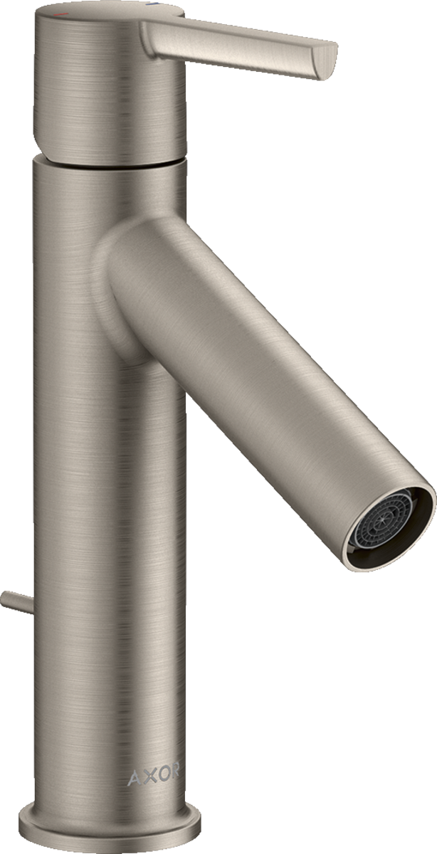 HANSGROHE AXOR Starck Einhebel-Waschtischmischer 100 mit Hebelgriff und Zugstangen-Ablaufgarnitur #10001800 - Edelstahl Optic