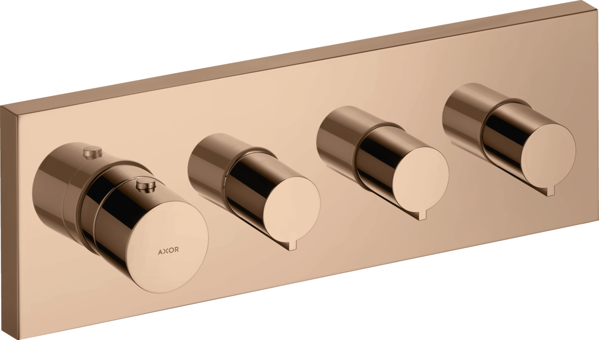 HANSGROHE AXOR ShowerSolutions Thermostatmodul 360/120 Unterputz eckig für 3 Verbraucher #10751300 - Polished Red Gold