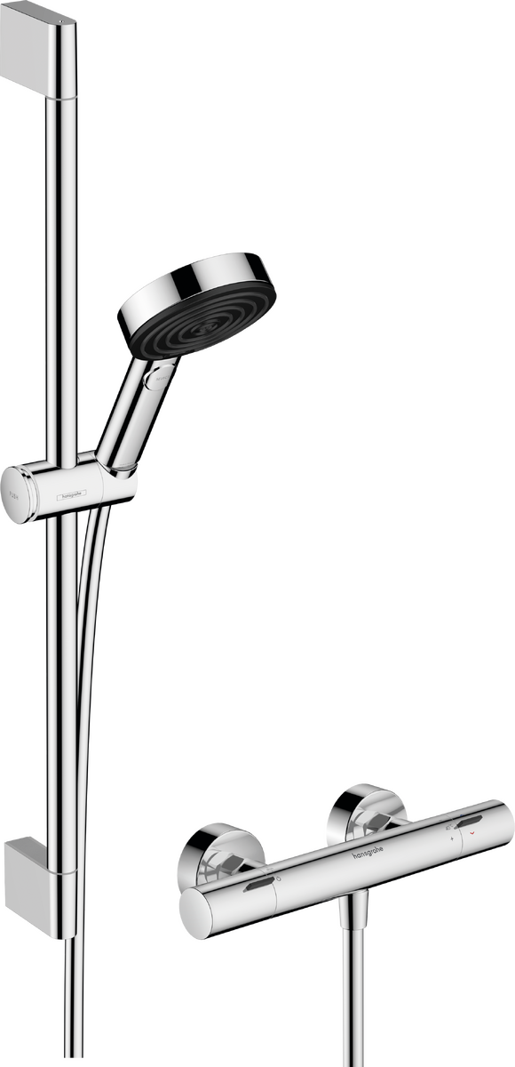 HANSGROHE Pulsify Select S Brausesystem 105 3jet Relaxation EcoSmart mit Ecostat Fine und Brausestange 65 cm #24262000 - Chrom