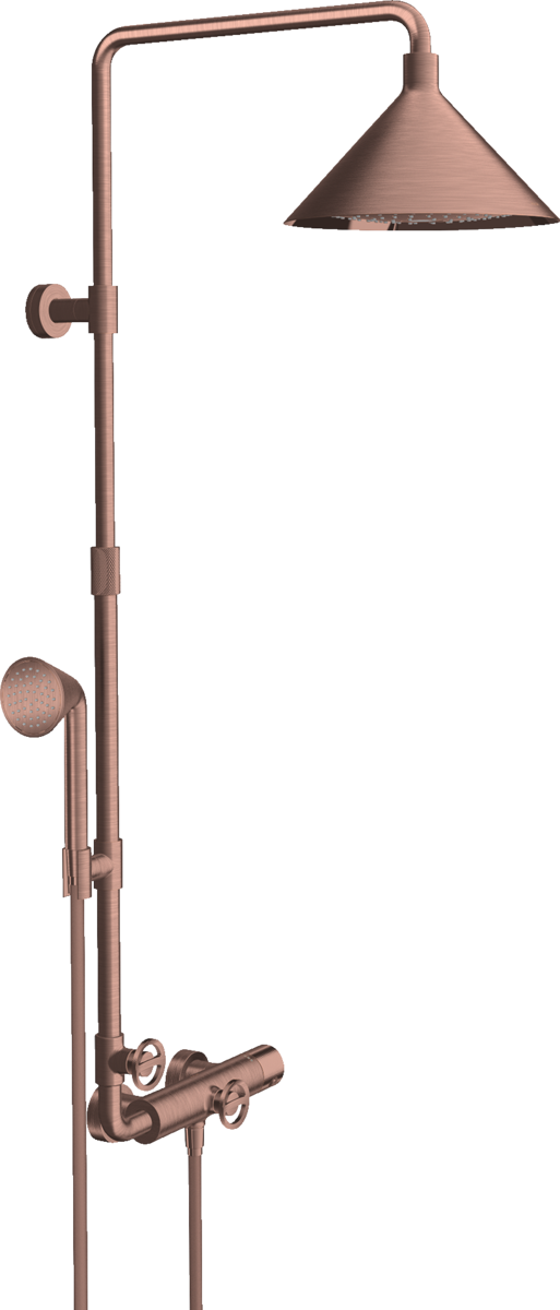 HANSGROHE AXOR Showers/Front Showerpipe mit Thermostat und Kopfbrause 240 2jet #26020310 - Brushed Red Gold