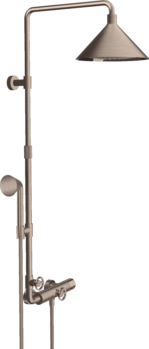 HANSGROHE AXOR Showers/Front Showerpipe mit Thermostat und Kopfbrause 240 2jet #26020820 - Brushed Nickel
