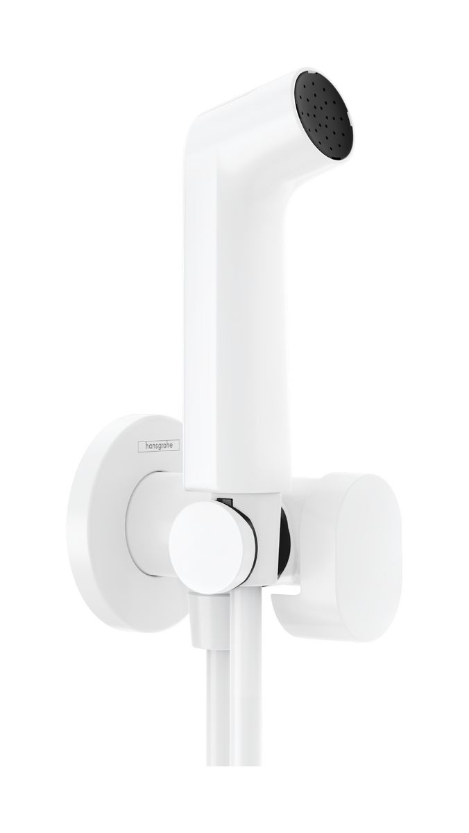 HANSGROHE Bidette Handbrause 1jet S EcoSmart für Kaltwasser mit Brausehalter und Brauseschlauch 125 cm #29230700 - Mattweiß