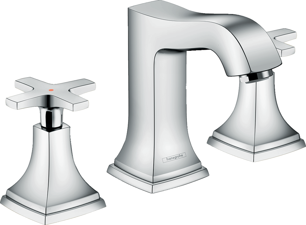 HANSGROHE Metropol Classic 3-Loch Waschtischarmatur 110 mit Kreuzgriffen und Zugstangen-Ablaufgarnitur #31306000