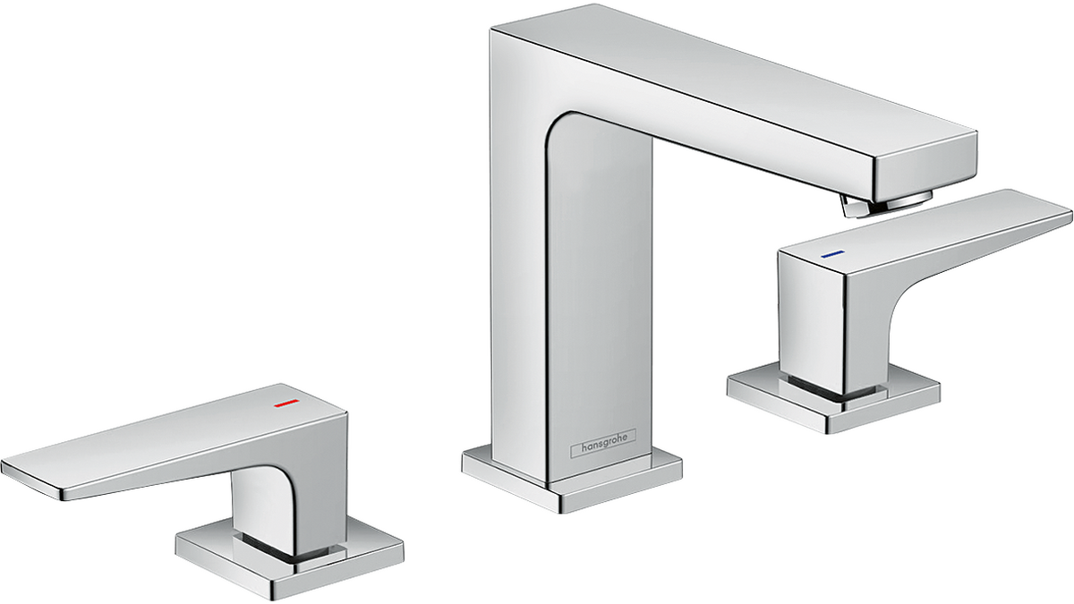 HANSGROHE Metropol 3-Loch Waschtischarmatur 110 mit Hebelgriffen und Push-Open Ablaufgarnitur #32514000 - Chrom