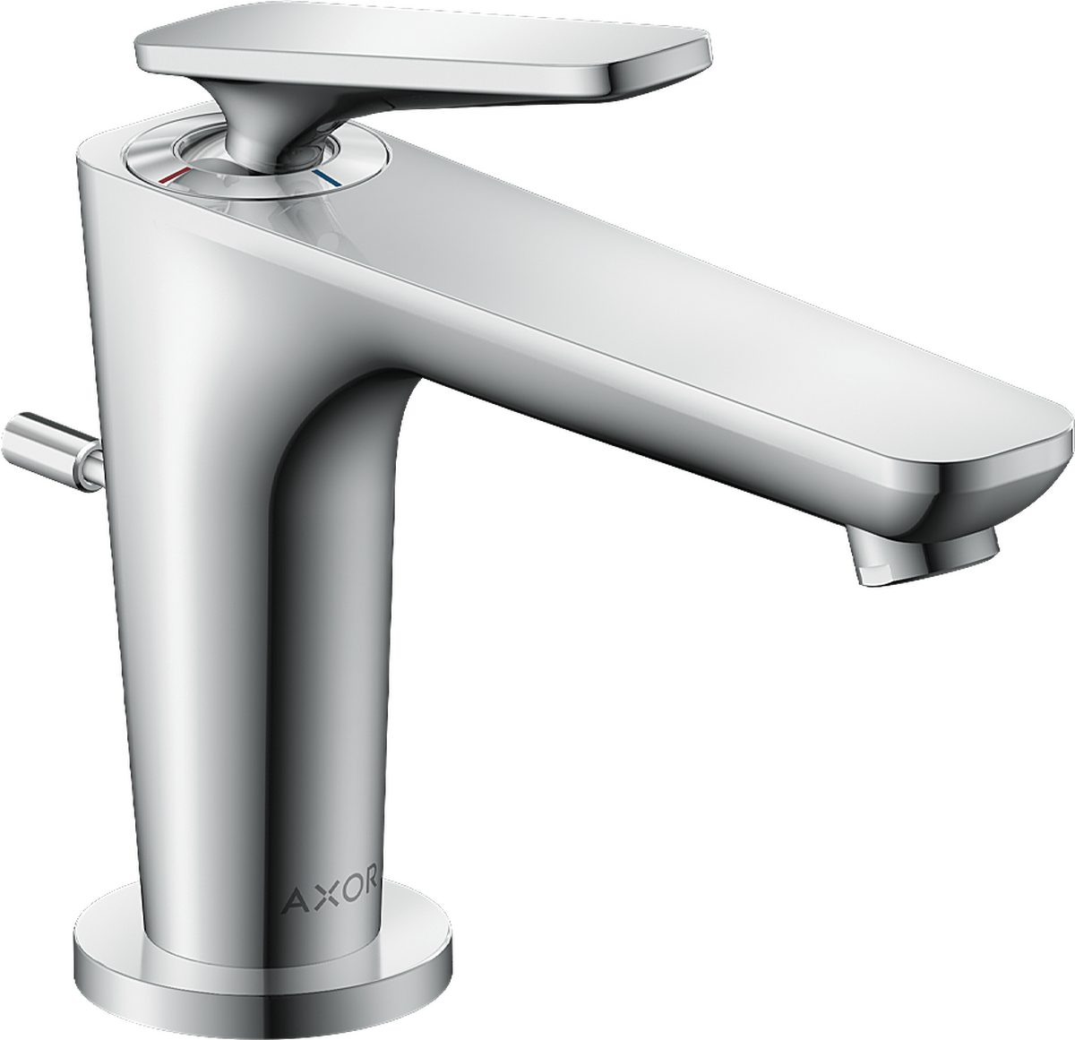HANSGROHE AXOR Citterio C Einhebel-Waschtischmischer 90 mit Coolstart für Handwaschbecken und Zugstangen-Ablaufgarnitur #49010000 - Chrom