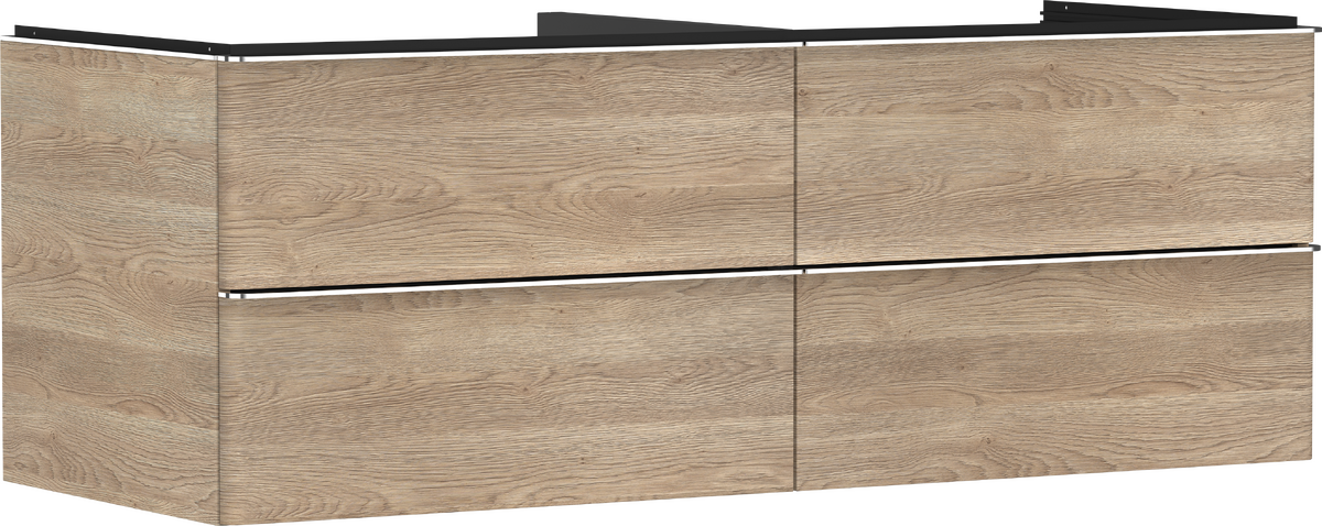 HANSGROHE Xelu Q Waschtischunterschrank Eiche Natur 1360/550 mit 4 Schubkästen für Konsole #54088000 - Eiche Natur