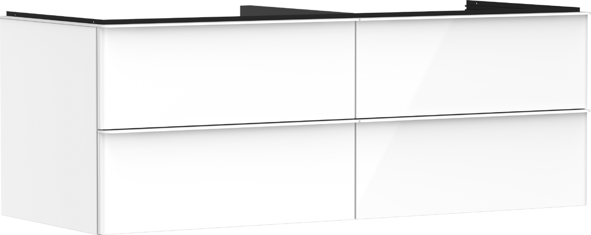 HANSGROHE Xelu Q Waschtischunterschrank Weiß Hochglanz 1360/550 mit 4 Schubkästen für Konsole #54086700 - Weiß Hochglanz