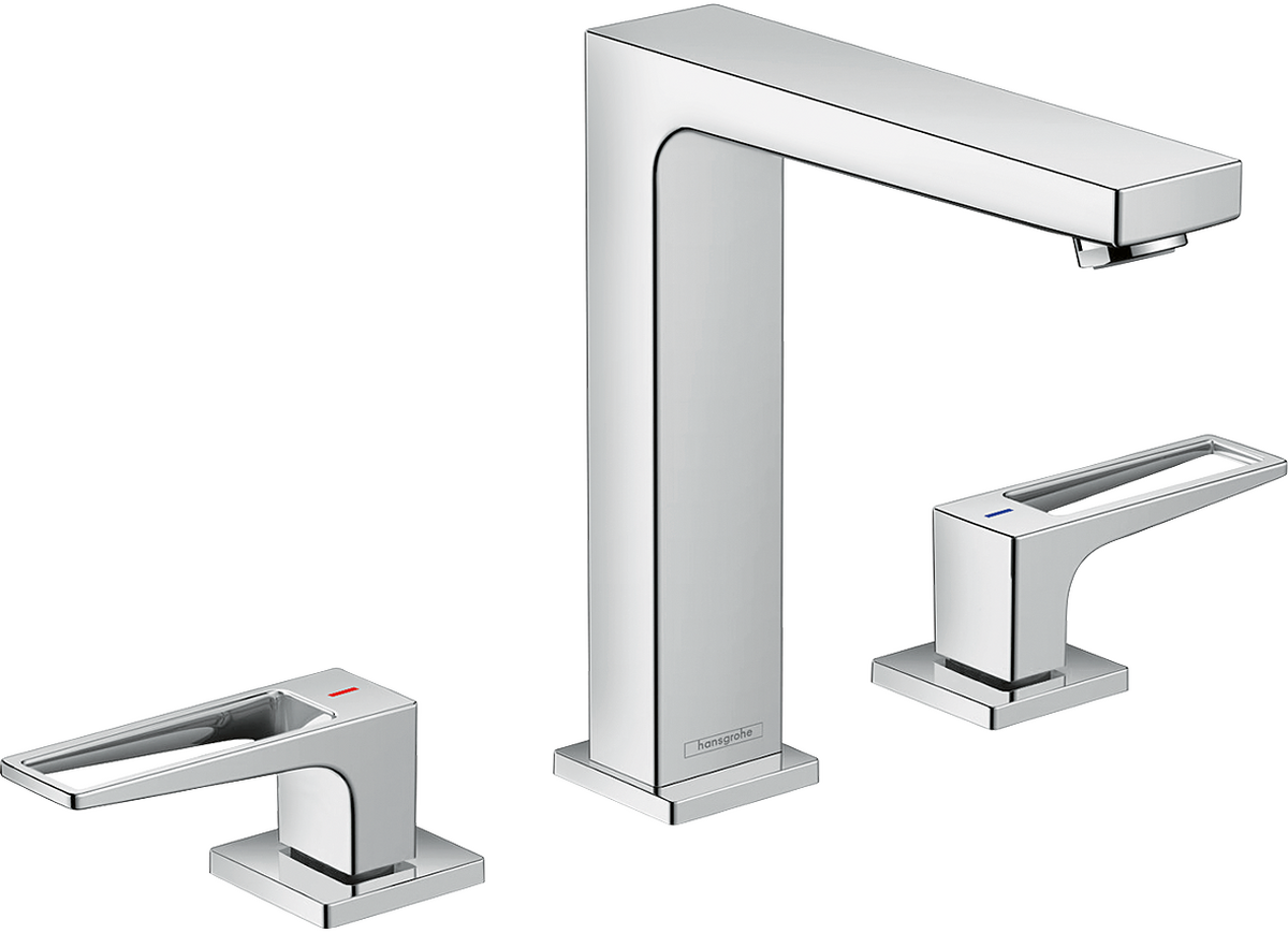 HANSGROHE Metropol 3-Loch Waschtischarmatur 160 mit Bügelgriffen und Push-Open Ablaufgarnitur #74515000 - Chrom