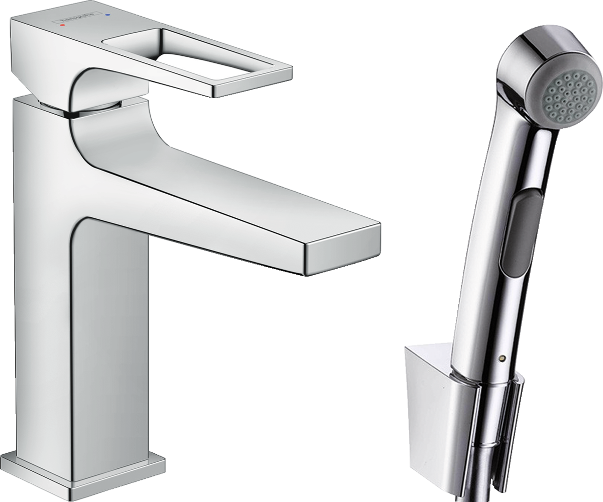 HANSGROHE Metropol Einhebel-Waschtischmischer mit Bügelgriff mit Bidette Handbrause und Brauseschlauch 160 cm #74522000