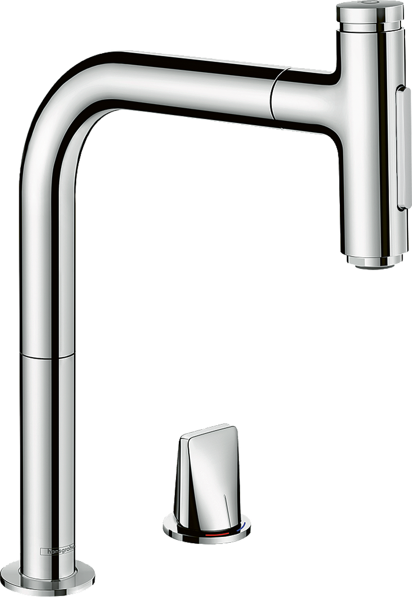 HANSGROHE Metris Select M71 2-Loch Einhebel-Küchenmischer 200, Ausziehbrause, 2jet #73819000 - Chrom