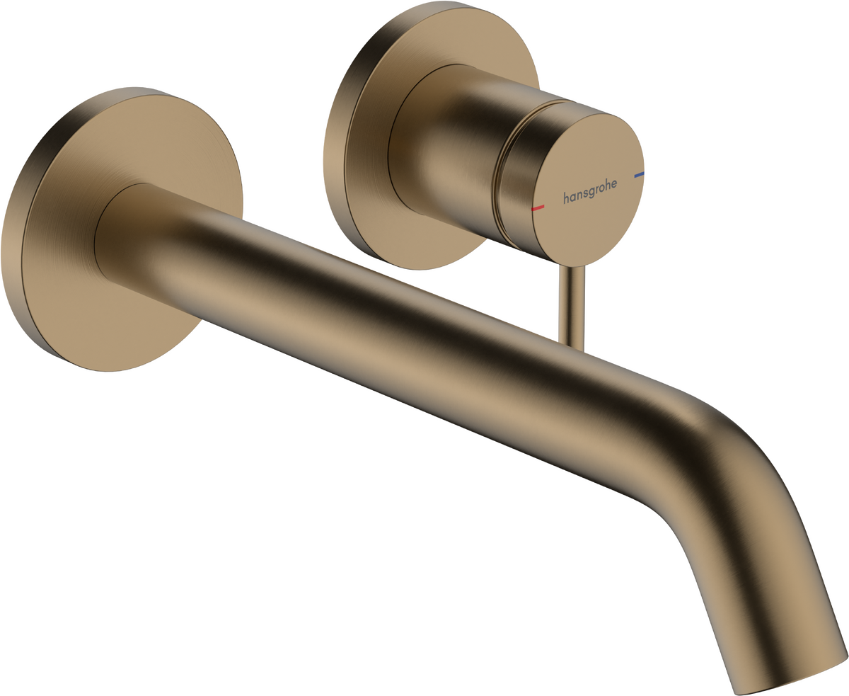 HANSGROHE Tecturis S Einhebel-Waschtischmischer Unterputz für Wandmontage EcoSmart+ mit Auslauf 22,5 cm Brushed Bronze 73351140