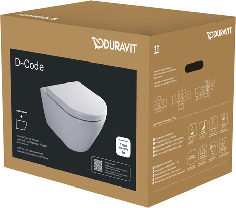 DURAVIT WC-Set wandhängend 490309 Design by sieger design #49030900B2 - © Farbe 00, Kartonabmessungen: 396x450x560 mm 370 x 540 mm