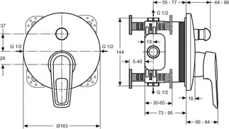 IDEAL STANDARD CERAMIX BLUE - Badearmatur UP Bausatz 2 163x84x199 mm in chrom, Kit 1 required (A1000), 23.0 l/min (3 bar) - Click-Technologie, EPD, SmartShine Oberfläche #A5665AA - Chrom