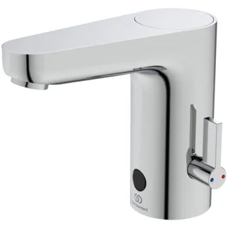 IDEAL STANDARD CERAPLUS - Waschtischarmatur 71.5x161x138 mm, 116 mm vertikaler Abstand bis Mitte Auslauf in chrom, 4.3 l/min (3 bar), ohne Ablaufgarnitur - EasyFix, Netzbetrieb, CoolBody, Vollständig berührungslos, Vandalismussicher, SmartShine Oberfläche #A6146AA - Chrom