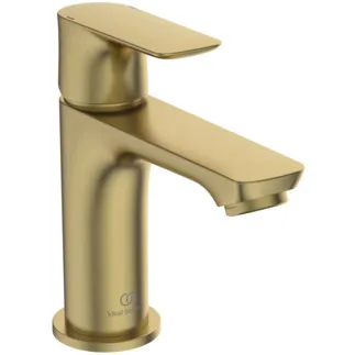 IDEAL STANDARD CONNECT AIR - Waschtischarmatur 48x145.5x146 mm, 107 mm vertikaler Abstand bis Mitte Auslauf in brushed gold, 5 l/min (3 bar), ohne Ablaufgarnitur - EasyFix, Strahlregler, Durchflussbegrenzer, EPD, PVD Technologie #A7010A2 - Brushed Gold