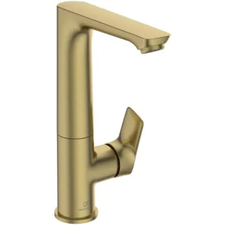 IDEAL STANDARD CONNECT AIR - Waschtischarmatur 95x177.5x247 mm, 140 mm vertikaler Abstand bis Mitte Auslauf in brushed gold, 5 l/min (3 bar), ohne Ablaufgarnitur - EasyFix, Strahlregler, Durchflussbegrenzer, EPD, FirmaFlow, PVD Technologie #A7023A2 - Brushed Gold