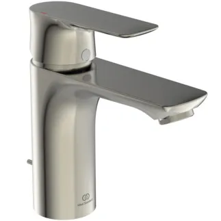 IDEAL STANDARD CONNECT AIR - Waschtischarmatur 48x167x156 mm, 112 mm vertikaler Abstand bis Mitte Auslauf in silver storm, 5 l/min (3 bar), mit Ablaufgarnitur - EasyFix, Strahlregler, Click-Technologie, Durchflussbegrenzer, EPD, FirmaFlow, PVD Technologie #A7021GN - Edelstahl
