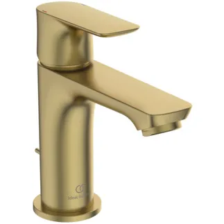 IDEAL STANDARD CONNECT AIR - Waschtischarmatur 48x160x146 mm, 107 mm vertikaler Abstand bis Mitte Auslauf in brushed gold, 5 l/min (3 bar), mit Ablaufgarnitur - EasyFix, Strahlregler, Durchflussbegrenzer, EPD, PVD Technologie #A7007A2 - Brushed Gold