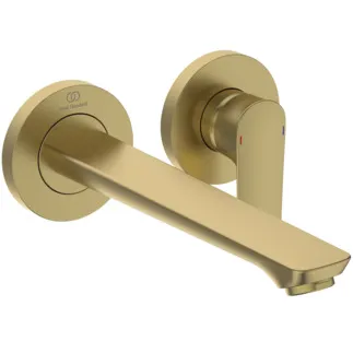 IDEAL STANDARD CONNECT AIR - Wand-Waschtischarmatur 193x241x106 mm, 225 mm vertikaler Abstand bis Mitte Auslauf in brushed gold, Kit 1 required (A5948), 5 l/min (3 bar), ohne Ablaufgarnitur - Durchflussbegrenzer, FirmaFlow, PVD Technologie #A7009A2 - Brushed Gold