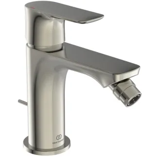 IDEAL STANDARD CONNECT AIR - Bidet Armatur 48x161x146 mm, 114 mm vertikaler Abstand bis Mitte Auslauf in silver storm, 5 l/min (3 bar), mit Ablaufgarnitur - EasyFix, Strahlregler, Einstellbarer Auslauf, Durchflussbegrenzer, PVD Technologie #A7030GN - Edelstahl