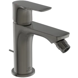 IDEAL STANDARD CONNECT AIR - Bidet Armatur 48x161x146 mm, 114 mm vertikaler Abstand bis Mitte Auslauf in magnetic grey, 5 l/min (3 bar), mit Ablaufgarnitur - EasyFix, Strahlregler, Einstellbarer Auslauf, Durchflussbegrenzer, EPD, PVD Technologie #A7030A5 - Magnetic Grey