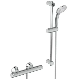 IDEAL STANDARD CERATHERM T25 - Duscharmatur Paket 315x100x70 mm in chrom, 22.0 l/min (3 bar) - Strahlregler, Variable Strahlarten, Thermostatfunktion, Wasser- & Energiesparend, CoolBody, Sicherheitssperre, SmartShine Oberfläche #A7203AA - Chrom