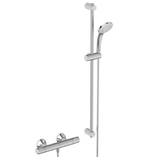 IDEAL STANDARD CERATHERM T25 - Duscharmatur Paket 315x100x70 mm in chrom, 22.0 l/min (3 bar) - Strahlregler, Variable Strahlarten, Thermostatfunktion, Wasser- & Energiesparend, CoolBody, Sicherheitssperre, SmartShine Oberfläche #A7204AA - Chrom