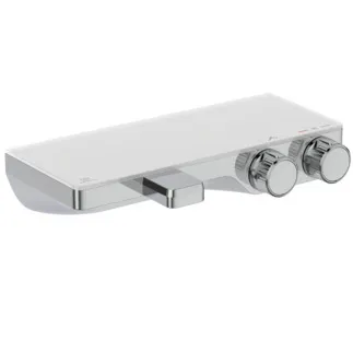 IDEAL STANDARD Ceratherm S200 - 2-Griff Bade & Brausearmatur 314x170x75 mm, 155 mm vertikaler Abstand bis Mitte Auslauf in chrom, 23.0 l/min (3 bar) - Verdeckter Strahlregler, Thermostatfunktion, Wasser- & Energiesparend, CoolBody, Sicherheitssperre, SmartShine Oberfläche #A7330AA - Chrom
