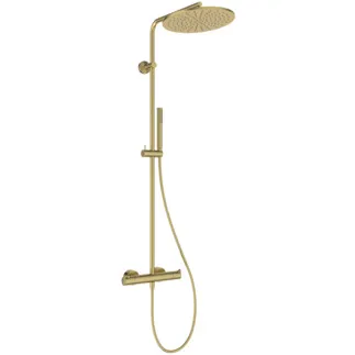 IDEAL STANDARD CERATHERM T125 - Duschsystem AP 304x586x1191 mm in brushed gold, 12.0 l/min (3 bar) - Thermostatfunktion, Wasser- & Energiesparend, PVD Technologie #A7589A2 - Brushed Gold