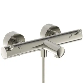IDEAL STANDARD CERATHERM T125 - Badearmatur AP 304x181x74 mm, 164 mm vertikaler Abstand bis Mitte Auslauf in silver storm, 22.0 l/min (3 bar) - Thermostatfunktion, Wasser- & Energiesparend, Sicherheitssperre, PVD Technologie #A7588GN - Edelstahl