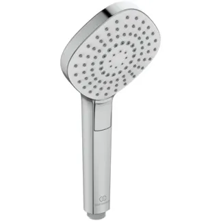 IDEAL STANDARD IDEALRAIN EVO - Multi-Funktionshandbrause 115x251 mm in chrom, 8 l/min (3 bar) - Easy-Grip, Strahlregler, Variable Strahlarten, Durchflussbegrenzer, Navigo® Druckknopfumschaltung, Breite Brause #B2232AA - Chrom