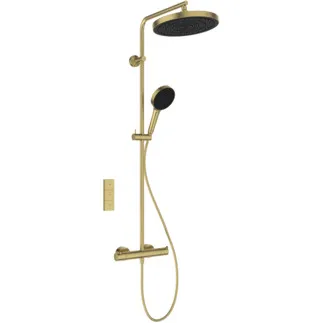 IDEAL STANDARD Ceratherm T125+ - Duschsystem AP 304x586x1191 mm in brushed gold, 12.0 l/min (3 bar) - Thermostatfunktion, Wasser- & Energiesparend, CoolBody, Vertical flex, Sicherheitssperre, PVD Technologie #A7689A2 - Brushed Gold